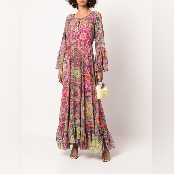 Alexis Pink multicolor geometric Charisma Mystic printed Maxi dress S NWT - Picture 5 of 13